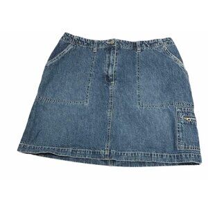 2/$30 New York Jeans Co Jean Skirt Denim Blue Cargo Womens 12 Midi Above Knee